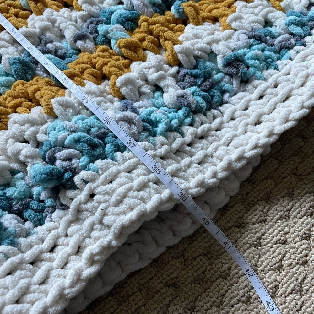 Handmade Jump Stripe Soft Squishy Multicolored Crochet Nursery Baby Blanket - Picture 5 of 7